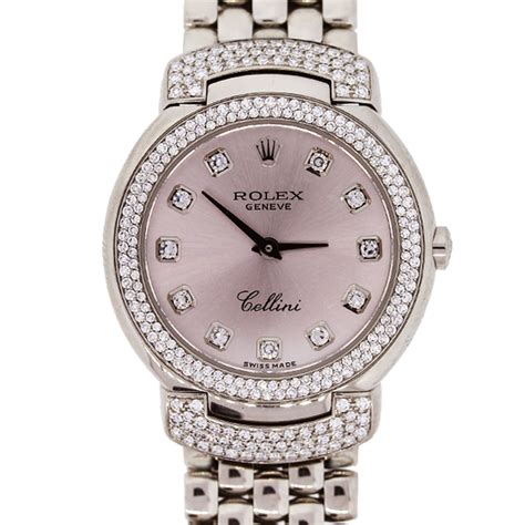 rolex cellini watch with diamond bezel and white dial|rolex cellini watch prices.